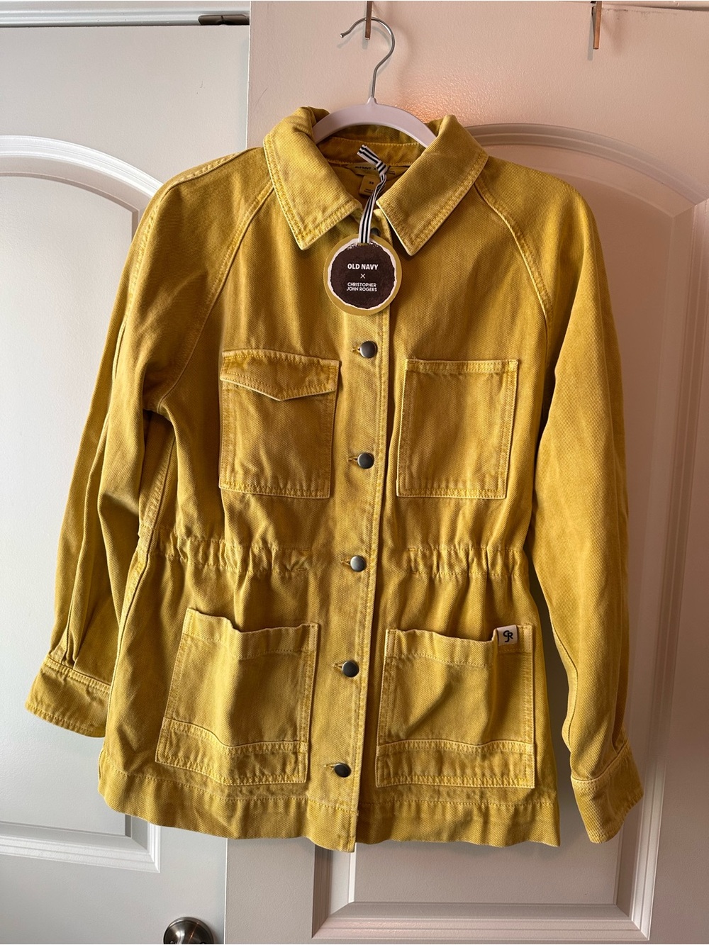 Old Navy X Christopher John Rogers Yellow Cinched-Waist Utility Jean Jacket